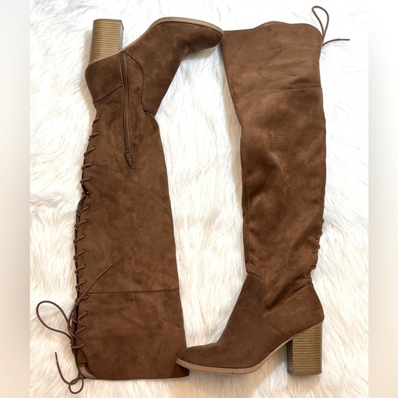 Over the Knee Chocolate Boots - Picture 2 of 12